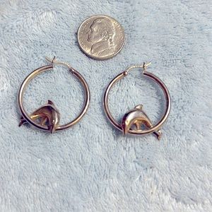 Sterling Silver Loops with Dolphin